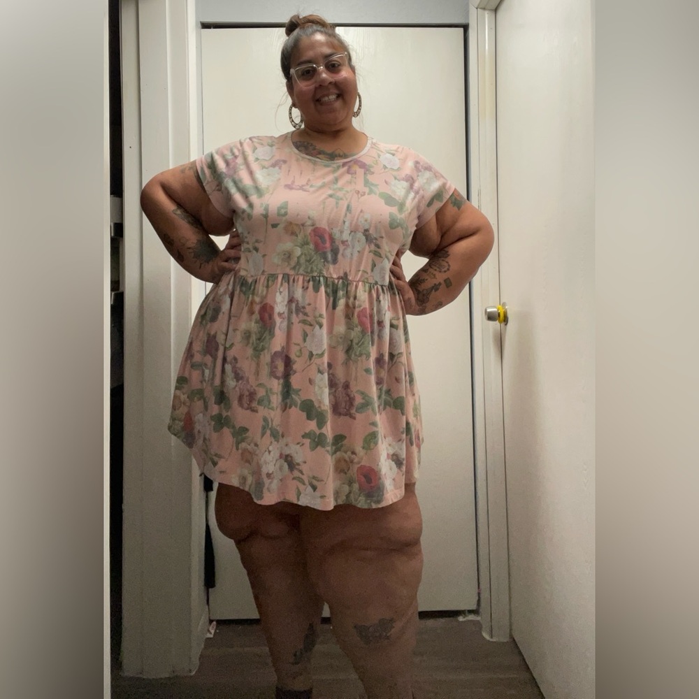 Plus Size 24 ASOS Curve Pink Floral Wall Flower Dress